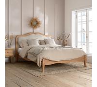 Alana - Double - Low Foot-End Bed - Stone/Oak - Fabric/Wooden - 4ft6 - Happy Beds