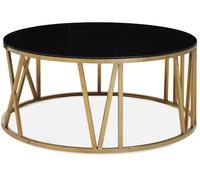 Alana Round Coffee Table with Gold Frame and Black Glass Interiors by Premier Gold One Size