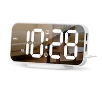 ALANAS Digital Alarm Clock - Large LED Display, Dual Alarm, Snooze, 3-Level Brightness, USB Charging, Battery Backup, Compact Design for Nightstand, Home, Office