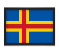 Åland Islands National Flag Vexillology World Flags Country Region Poster Artwork Framed Wall Art Print A4 Artery8 Black One Size