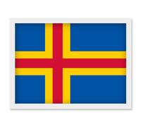 Åland Islands National Flag Vexillology World Flags Country Region Poster Artwork Framed Wall Art Print A4 Artery8 White One Size