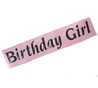 Alandra Birthday Girl Pink Glitter Sash with Black Text Adult Sized Happy Birthday