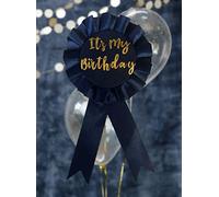 Alandra Birthdays DNR-ITS Its My Birthday Navy & Gold Metallic Birthday Rosette Award Badge, One Size