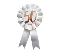 Alandra Birthdays RGB-50 50th Cream & Rose Gold Metallic Birthday Rosette, One Size
