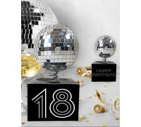 Alandra Disco Ball Personalised Table Centres 2 Piece Set, Silver & Black