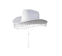 Alandra Party COW-WHITE Cowboy Hat with Diamante Droplets