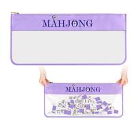 ALANGDUO Mahjong Tile Bag, Empty Mahjong Bags for Tiles and Racks, Large Capacity Storage for American Mahjong Tiles with Metal Zipper and Letters (Purple)