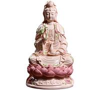 ALANIZ Buddha statue Guan Yin Statue Quan Yin Statue Buddhist Avalokiteshvara Kuanyin/Buddhism Statue on Lotus -Best Chinese Feng Shui Gifts (14 inch, Pink) (Color : Pink, Size : 11 inch)