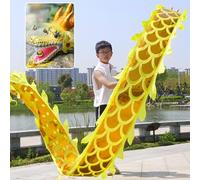 ALANIZ Dragon Poi Kids/Beginner Small Size Dragon Poi, Outdoor Fitness Dragon Design Spinning & Shaking Poi, Real-Like Dragon Flinging Ribbon with Dragon Head(Yellow,3 m (10 ft))