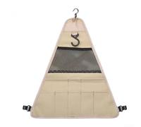 Alanmoship 1 Pack Camping Hanging Storage Bag Double Layer Nylon Mesh Organizer with Hooks for Outdoor Picnic Cooking Tableware Gear Beige 39.5x33cm(Size S)