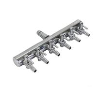 Alanmoship 1 Pack Stainless Steel Air Distributor Valve for Oxygen Pump Gas Volume Regulation 8mm Inlet 4mm Outlet Adjustable Flow Splitter for Aquarium Fish Tank Pond Aeration(6ways)