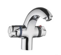 Alanmoship 1 Pack Thermostatic Basin Faucet Copper Hot Cold Water Mixer Tap with Concealed Piping Precise Temp Control 20-50C for Kitchen Bathroom Silver