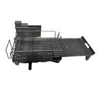 Alanmoship 1 Piece Extendable Dish Rack with 270° Rotating Drain for Small Kitchens, Carbon Steel Space-Saving Drying Holder for Apartments, Black 44-69cm