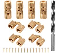 Alanmoship 1 Set 8mm Concealed Brass Cylinder Hinge 180 Degree Invisible Stainless Steel with Drill Bit for Cabinet Furniture Box Laboratory Fume Hood Gold