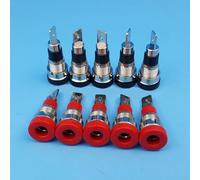 Alanmoship 10pcs 4mm Banana Socket Connector Panel Mount Binding Post for Speaker Wire - Brass Audio Jack for Home Cinema Hi-Fi Systems Black Red