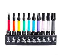 Alanmoship 10PCS Rainbow for TORX Screwdriver Bits Set Plum Blossom Design Alloy Steel for IMPACT Resistant with Holder 1/4 Inch Hex for DIY Repair Workshop(50mm)