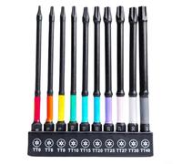 Alanmoship 10PCS Rainbow for TORX Screwdriver Bits Set Plum Blossom Design Alloy Steel for IMPACT Resistant with Holder 1/4 Inch Hex for DIY Repair Workshop(100mm)