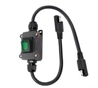 Alanmoship 12V Inline Power Switch 20A SAE to SAE Cable IP67 Waterproof Rocker with LED, for Marine Garden Patio Outdoor Electrical Systems 14AWG Wire 42cm(Green)