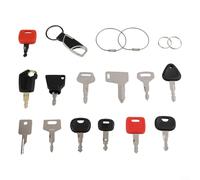 Alanmoship 13PCS Ignition Key Set for Construction Machinery Tractors Excavators, Metal Keys for YANMAR for VOLVO for CATERPILLAR for KUBOTA, Heavy Duty Equipment Maintenance