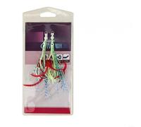 Alanmoship 2 Pack Glow In The Dark Silicone Squid Assist Hooks With Reflective Wire, Luminous Saltwater Jig For Deep Sea Night Fishing, Orange + White + Blue, 3.6X2.5Cm(C)