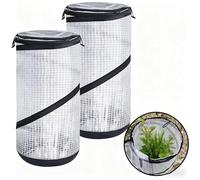 Alanmoship 2 Pcs Portable for MINI PVC Greenhouse Plant Protector With Pop-Up Design, Frost And Weather Shield For Vegetables, Flowers And Small Shrubs, Black/White