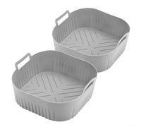 Alanmoship 2 Pcs Silicone Air Fryer Liner Baskets Non-stick Raised Base for NA229 220 6QT 4.2L Healthy Cooking Black Gray 7.87x7.87x2.75 Inch(Gray)