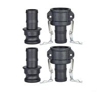 Alanmoship 2PC Camlock Fittings Set 1-1/2 Inch Part C Female Coupler And Part E Male Adapter, Polypropylene Hose End Connectors For Secure Industrial Fluid Transfer