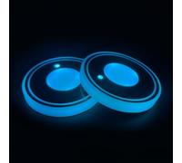 Alanmoship 2PCS LED Car Cup Holder Lights, 7-Color Changing Illuminated Coasters for Auto Interior Ambient Lighting, USB Rechargeable Acrylic Drink Mats, Waterproof(B)