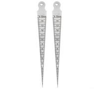 Alanmoship 2Pcs Steel Taper Feeler Gauge 1-15mm Gap Measuring Tool Set Wedge Thickness Meter
