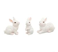Alanmoship 3 Pack White Easter Bunny Figurines 9x4x5cm 6x8x4cm 7x6x4cm Resin Rabbit Ornaments for Indoor Outdoor Garden Table Centerpiece Holiday Decor