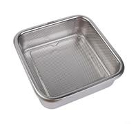 Alanmoship 3 Pcs Stainless Steel Baking Tray Set with Filter Basket and Lid for Kitchen Cooking, Frying, Straining and Refrigerator Food Storage, Sizes 19x19x56cm, 19x19x72cm, 19x19x9cm(19x19x5.6cm)