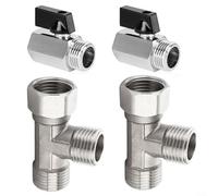 Alanmoship 3-Way Ball Valve Set, Brass 90° Rotation Water Connection For Washing Machine, Toilet, Tap Drain, T-Shape Multi-Directional Flow, Easy Install No Tools Required