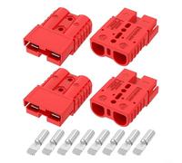 Alanmoship 4 Pack Battery Quick Connect Disconnect 120A/600V For 2-6 AWG Cables Silver Plated Copper Terminals Flame Retardant Housing For RV-Winch Trailer Boat(Red)