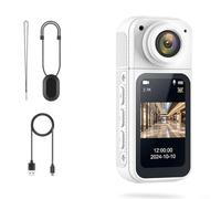 Alanmoship 4K Thumb Action Camera,Waterproof Body Cameras With 1.47-inch IPS HD Display Magnetic 360° Clip For Cycling,Pet Walking(White)