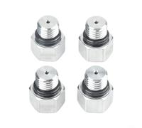 Alanmoship 4PCS Aluminum AC Compressor Pressure Relief Valve Set 1.0/1.25/1.5 Inch Silver A/C System Safety Bleed Off Tool for Car Repair Maintenance(Medium thread)