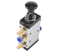 Alanmoship 4R210-08 Manual Push-Pull Pneumatic Valve, 5-Way 2-Position 1/4" BSPT Ports with 6mm Connectors, Metal Body for Industrial Automation