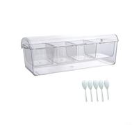 Alanmoship 5-Compartment Food Storage Container with Lid, Clear Plastic Divided Tray with Chilled Base for Salads Fruits Picnics Parties, 41x15x14cm(5 tools)