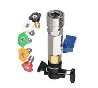 Alanmoship 6pcs 4500PSI Ball Valve Set for Karcher Pressure Washer M22 14mm Quick Connect Fitting with 5 Color Nozzles Brass Hose Control Adapter for Car Patio Washing(14 valve blue+5s)