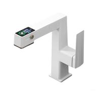 Alanmoship 720 Degree Digital Display Basin Faucet With Temperature Monitor Pull Out Spout Adjustable Height Rotating Kitchen Bathroom Mixer Tap In Gray White Silver(white)