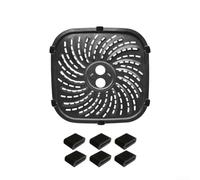 Alanmoship Air Fryer Grill Pan Replacement with Stainless for Steel Enameled Coating and Handle for PowerXL for vortex Pro 6QT, Includes 6 Rubber Bumpers, Black 24x24cm, for ideal for Family