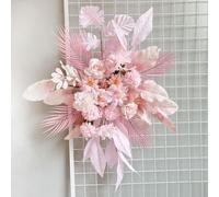 Alanmoship Artificial Wedding Floral Arrangement 100X70cm Cloth Decorative Flowers With White Yellow Pink Blue Mix, Large Faux Flower Backdrop For Ceremony Party Venue Decoration(Pink)