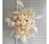 Alanmoship Artificial Wedding Floral Arrangement 100X70cm Cloth Decorative Flowers With White Yellow Pink Blue Mix, Large Faux Flower Backdrop For Ceremony Party Venue Decoration(Yellow)