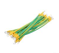 Alanmoship Bvr Solar Pv Ground Wire With Terminals 10awg 12awg 14awg Flexible Copper Earth Cable Yellow Green For Photovoltaic System Grounding 20pcs Pack(6mm2-20CM)