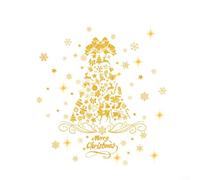 Alanmoship Christmas Tree Glass Window Stickers Electrostatic Adsorption PVC Holiday Decorations For Home Doors Windows Gold Silver Festive Decor Reusable(D13577)