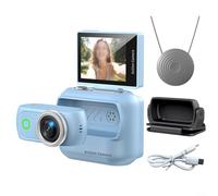 Alanmoship Compact Panoramic Action Camera with WiFi and Anti-Shake, Magnetic Mount for Cycling and Outdoor Adventures, HD Video Recording, ABS Material, White(Blue)