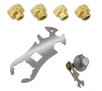Alanmoship Complete Kit Of 4 Gas Cylinder Adapters And 1 Wrench Key, Made From Rust Resistant Materials, Compatible With Multiple Gas Appliances For Camper And Caravan Use