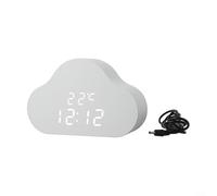 Alanmoship Electric Alarm Clock Cloud Shaped LED Digital With Voice Control, Luminous Display, Calendar And Temperature For Student Bedroom Or Office(White)