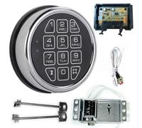 Alanmoship Electronic Digital Safe Lock Replacement Kit With Chrome Keypad 2 Override Keys Solenoid Lock Reset Cable PCB For Home Hotel Cabinet Safes Security System