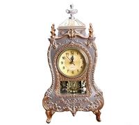 Alanmoship European Style Antique Table Clock With Silent Sweep Second Movement, Elegant Living Room Décor With Easy-to-Read for DIAL, ABS Construction(White)