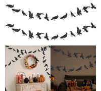 Alanmoship Halloween Crow Banners Hanging Paper Flower Rings Party Decoration Set With 12 Black Crows Made From Thick Cardstock For Courtyard Wall Door Window Ceiling Gothic Themed Celebrations